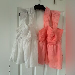 Girls Justice 2 Pack Tank Top Coral & White
